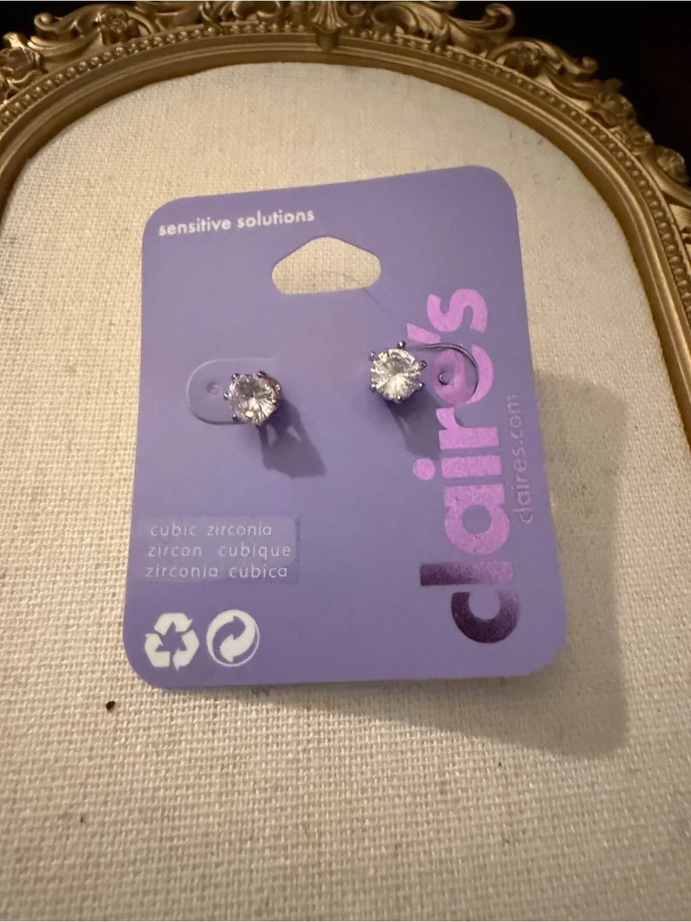 Claire's Silver Cubic Zirconia Stud Earrings - sensitive solutions
